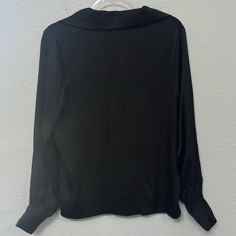 Anine Bing Mylah Silk Long Sleeve Button Down Shirt Black Size Small - Picture 2 of 7